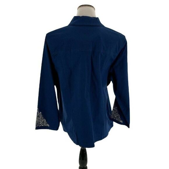 Quacker Factory Jacket Womens Size XL Rhinestones Embroidered Woven Pockets Top - Picture 6 of 12